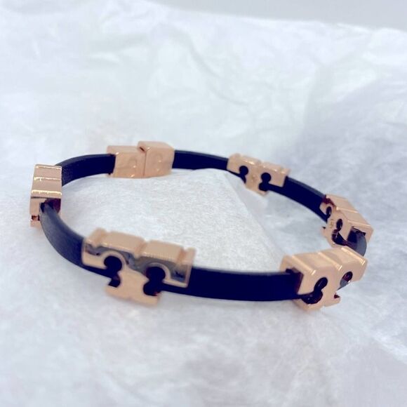 NWOTTory Burch Magnetic,Leather Rose Gold T Bracelet